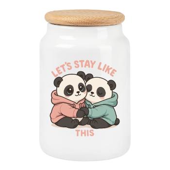 Süße Pandas im Hoodie: Kawaii Pastell Design - Keksdose mit Holzdeckel - Weiß - Vorne