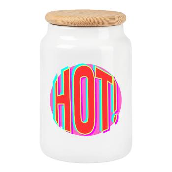 Neon Hot Retro Schriftzug - Keksdose mit Holzdeckel - Weiß - Vorne