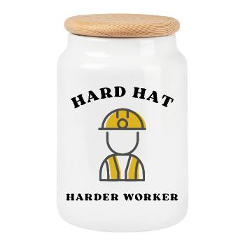 Construction Site Hero Silhouette - Cookie Jar with Wooden Lid - white - Front