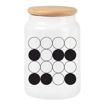 Conception en grille circulaire - Boîte à biscuits avec couvercle en bois - blanc - Devant