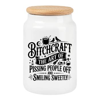 Bitchcraft Design: The Art of Pissing People Off - Keksdose mit Holzdeckel - Weiß - Vorne