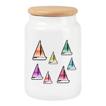 Voile - Boîte à biscuits avec couvercle en bois - blanc - Devant