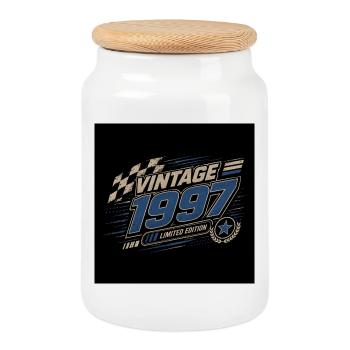 Vintage 1997 – Design Édition limitée de course - Boîte à biscuits avec couvercle en bois - blanc - Devant