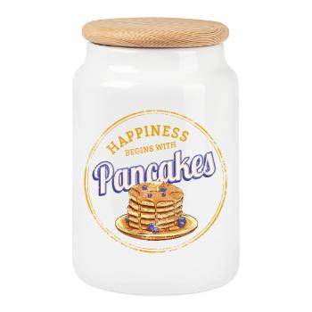 Pancake Dessert Vintage Design für Naschkatzen - Keksdose mit Holzdeckel - Weiß - Vorne