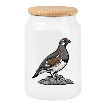 Perdrix Rouge Nature Oiseau Red-legged Partridge - Boîte à biscuits avec couvercle en bois - blanc - Devant