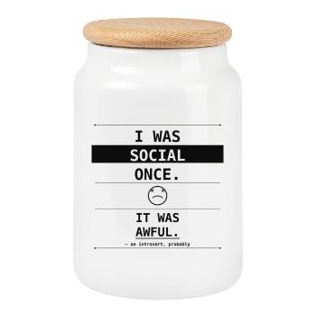 I Was Social Once. It Was Awful. Introvert - Keksdose mit Holzdeckel - Weiß - Vorne