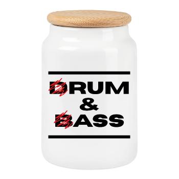 Drum & Bass / Rum & Ass (Black Letters) - Cookie Jar with Wooden Lid - white - Front