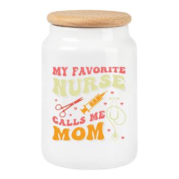 Ma femme malade préférée m’appelle maman - Boîte à biscuits avec couvercle en bois - blanc - Devant