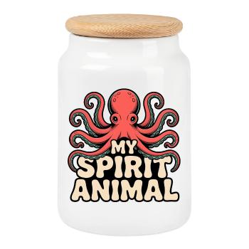 Octopus my spirit - Cookie Jar with Wooden Lid - white - Front