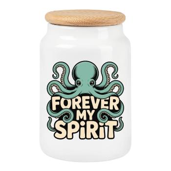 Oktopus für immer mein Spirit - Boîte à biscuits avec couvercle en bois - blanc - Devant