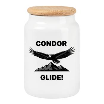 Andean Condor Glide Flight Black Condor - Cookie Jar with Wooden Lid - white - Front