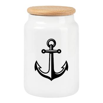 Sticker Autocollant pour Voiture ancre de bateau  - Boîte à biscuits avec couvercle en bois - blanc - Devant