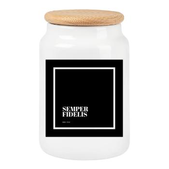 Semper Fidelis - Always loyal - Cookie Jar with Wooden Lid - white - Front