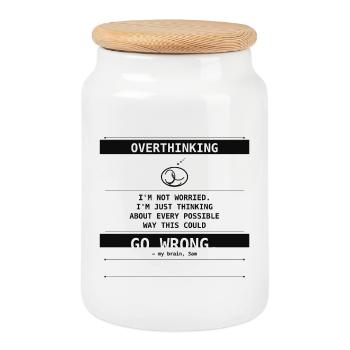 I'm Not Worried. I'm Just Overthinking. - Cookie Jar with Wooden Lid - white - Front