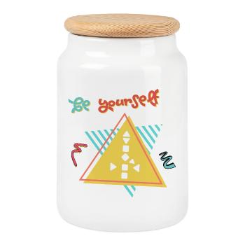 Be Yourself  - Keksdose mit Holzdeckel - Weiß - Vorne