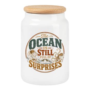 The ocean is full of secrets - Cookie Jar with Wooden Lid - white - Front