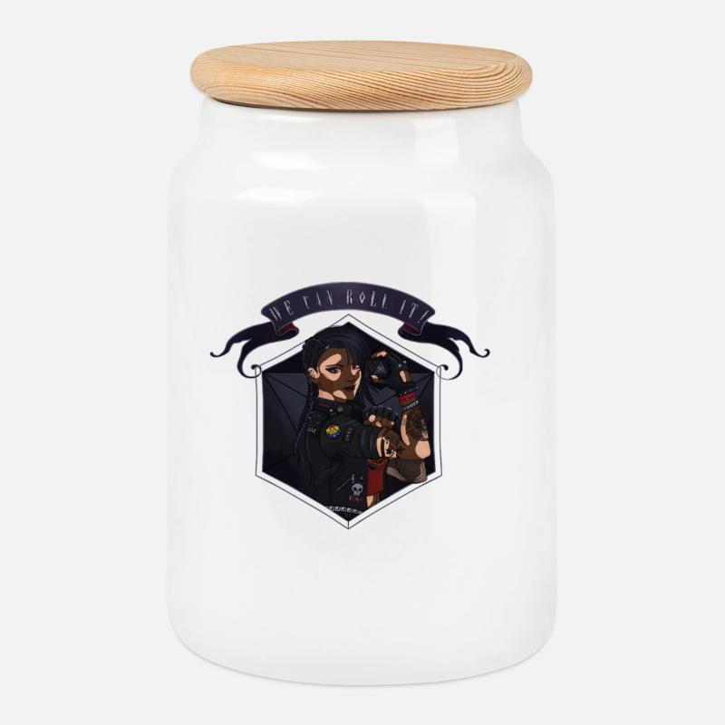 We can roll it! Vitiligo - Cookie Jar with Wooden Lid - white