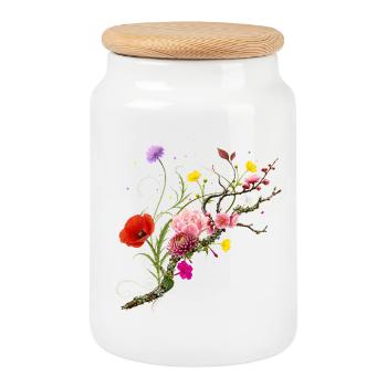 Fleurs sauvages colorées sur la nature Conception de fleurs de branche - Boîte à biscuits avec couvercle en bois - blanc - Devant