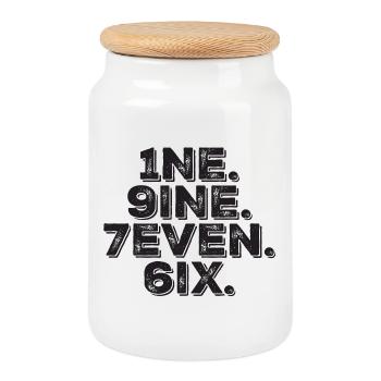 Vintage 1976 - Keksdose mit Holzdeckel - Weiß - Vorne