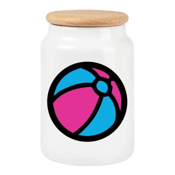 Icône d’été de plage de water-polo - Boîte à biscuits avec couvercle en bois - blanc - Devant