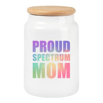 Proud Spectrum Mom - Cookie Jar with Wooden Lid - white - Front