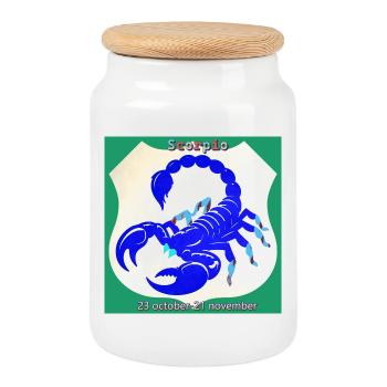 scorpion - Cookie Jar with Wooden Lid - white - Front
