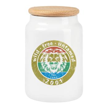 25e anniversaire Sauvage, libre et indompté depuis 06/2001 - Boîte à biscuits avec couvercle en bois - blanc - Devant