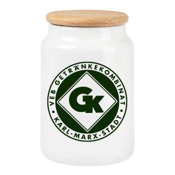 VEB_Getraenkekombinat_Karl-Marx-Stadt-_gruen - Keksdose mit Holzdeckel - Weiß - Vorne