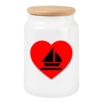 Sail - Cookie Jar with Wooden Lid - white - Front