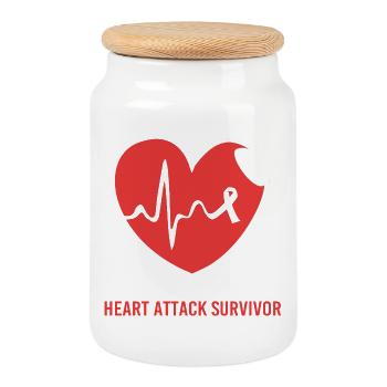 heart attack - Cookie Jar with Wooden Lid - white - Front