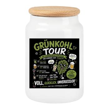 Grünkohl Tour Motiv - Keksdose mit Holzdeckel - Weiß - Vorne