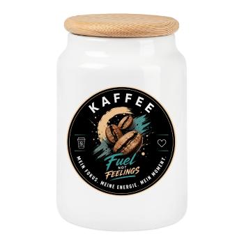 Fuel Coffee - Kaffee modern - Keksdose mit Holzdeckel - Weiß - Vorne