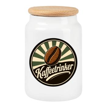 Kaffeetrinker klassisch - Keksdose mit Holzdeckel - Weiß - Vorne