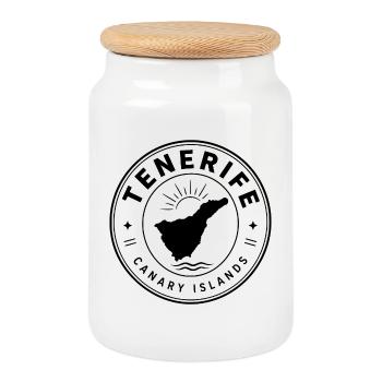 Tenerife Summer 2026 - Classic Island Adventure - Cookie Jar with Wooden Lid - white - Front