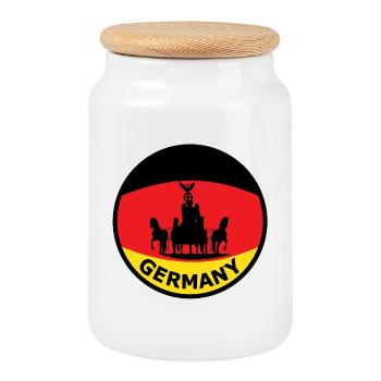 Silhouette du char du drapeau allemand - Boîte à biscuits avec couvercle en bois - blanc - Devant