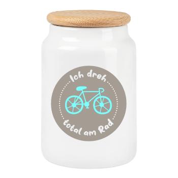 Fahrrad Kreis Rad drehen radeln Rennrad cool Quote - Keksdose mit Holzdeckel - Weiß - Vorne