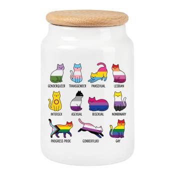 LGBTQ Pride Month - Rainbow Cats - Cookie Jar with Wooden Lid - white - Front