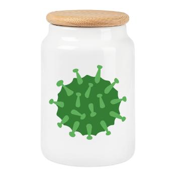Virus Vert - Boîte à biscuits avec couvercle en bois - blanc - Devant