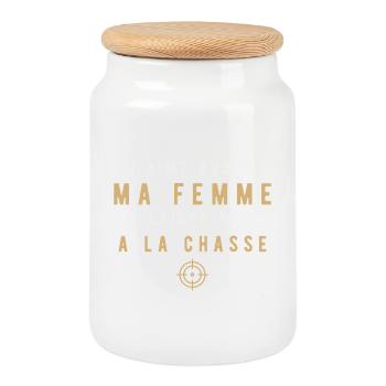 j'aime quand ma femme me laisse aller a la chasse - Boîte à biscuits avec couvercle en bois - blanc - Devant