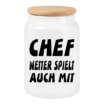 Chef - Keksdose mit Holzdeckel - Weiß - Vorne