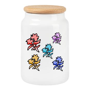 Blumen - Keksdose mit Holzdeckel - Weiß - Vorne