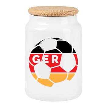 Conception du ballon de ventilateur de football GER - Boîte à biscuits avec couvercle en bois - blanc - Devant