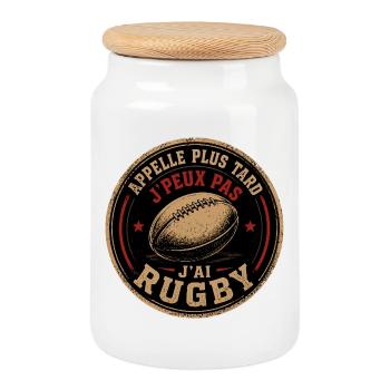Appelle Plus Tard Rugby - Boîte à biscuits avec couvercle en bois - blanc - Devant
