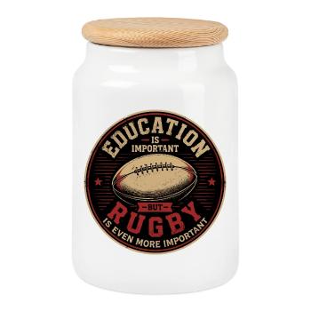 Rugby, Rugby-Sport, Rugby-Humor - Keksdose mit Holzdeckel - Weiß - Vorne