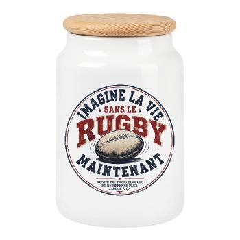 IMAGINE LA VIE SANS LE RUGBY - Boîte à biscuits avec couvercle en bois - blanc - Devant