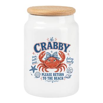 Krabbe - If Crabby – Please Return to the Beach - Keksdose mit Holzdeckel - Weiß - Vorne