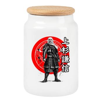 Uesugi Kenshin, der Drache von Echigo - Keksdose mit Holzdeckel - Weiß - Vorne