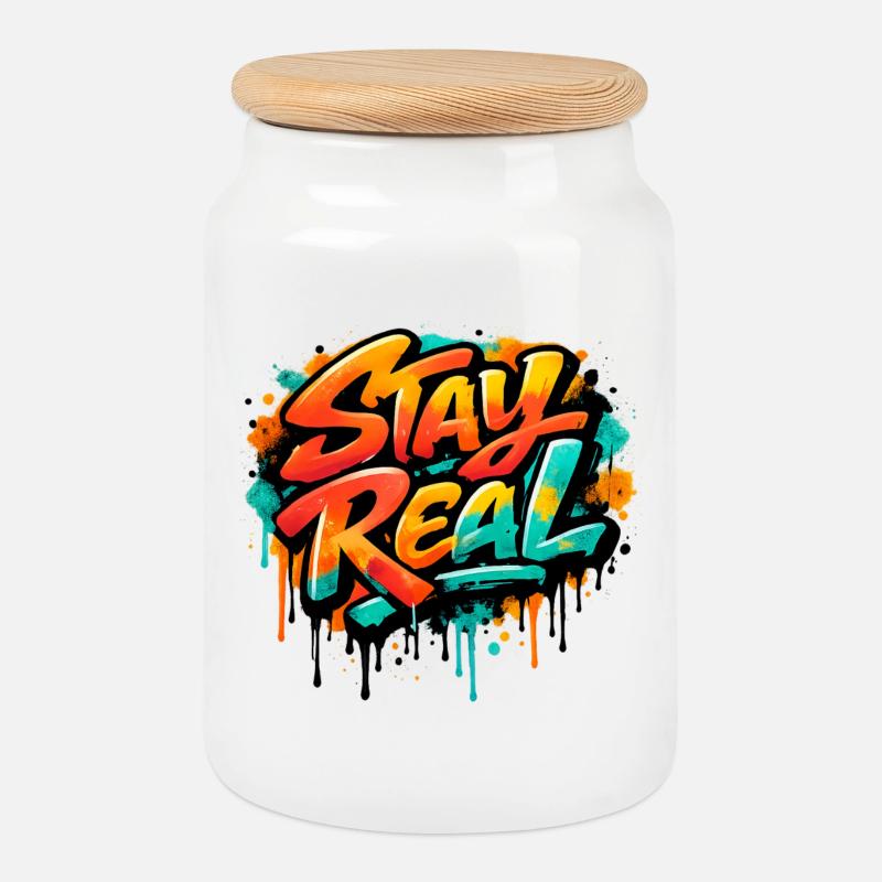 Stay_Real - Keksdose mit Holzdeckel - Weiß