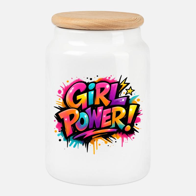 Girl_Power - Keksdose mit Holzdeckel - Weiß