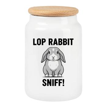 Ram Rabbit Sniff Lop Rabbit Grey - Cookie Jar with Wooden Lid - white - Front